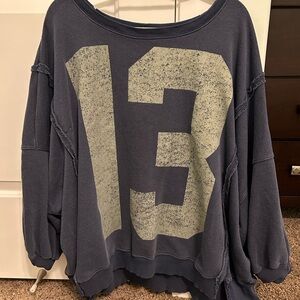 Free people Casual Blue Sweatshirt with Bold Number Print